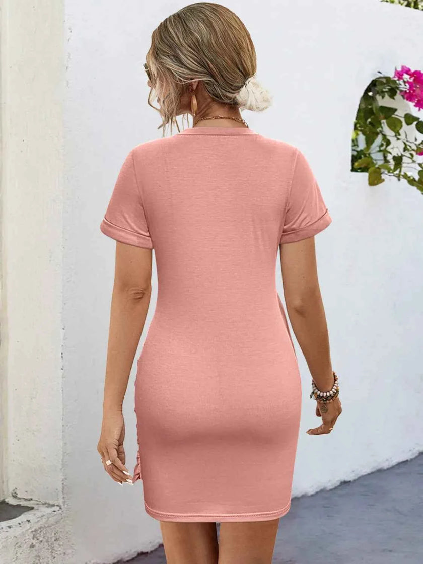 Round Neck Short Sleeve Mini Tee Dress