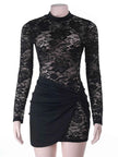 Lace Long Sleeve Bodycon Mini Dress