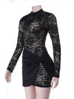 Lace Long Sleeve Bodycon Mini Dress