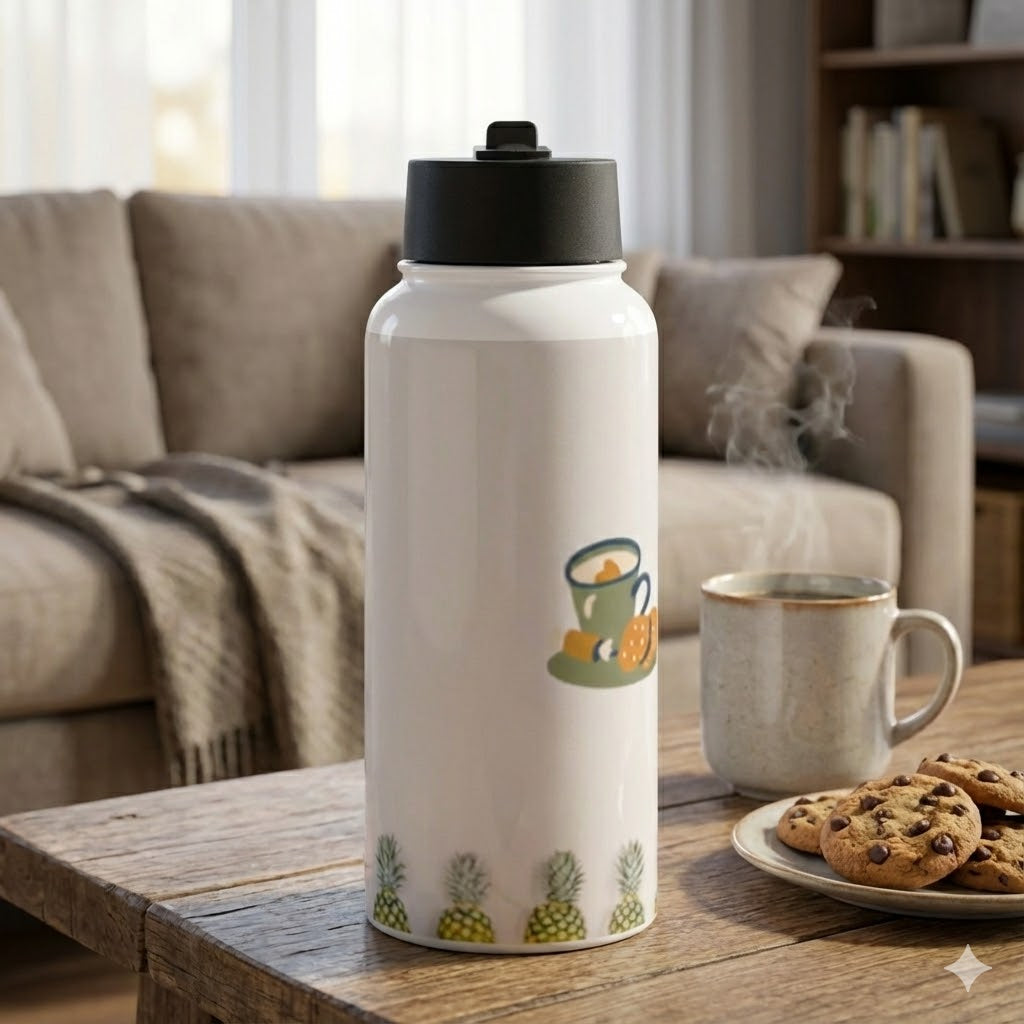 Stainless Steel Water Bottle with a Straw Lid